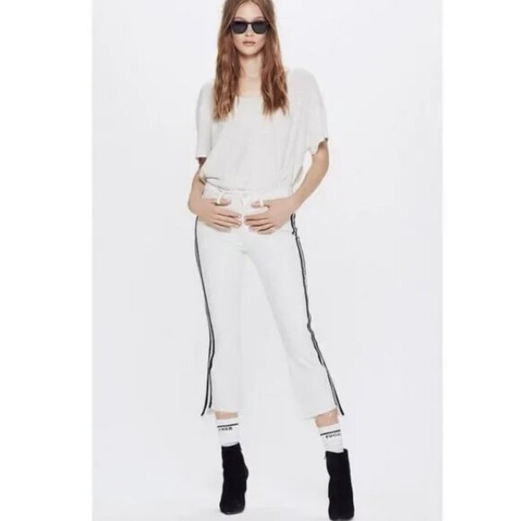 Mother Denim Insider Crop Step Fray Jeans in Whipping the Racer White 29 - Picture 3 of 14